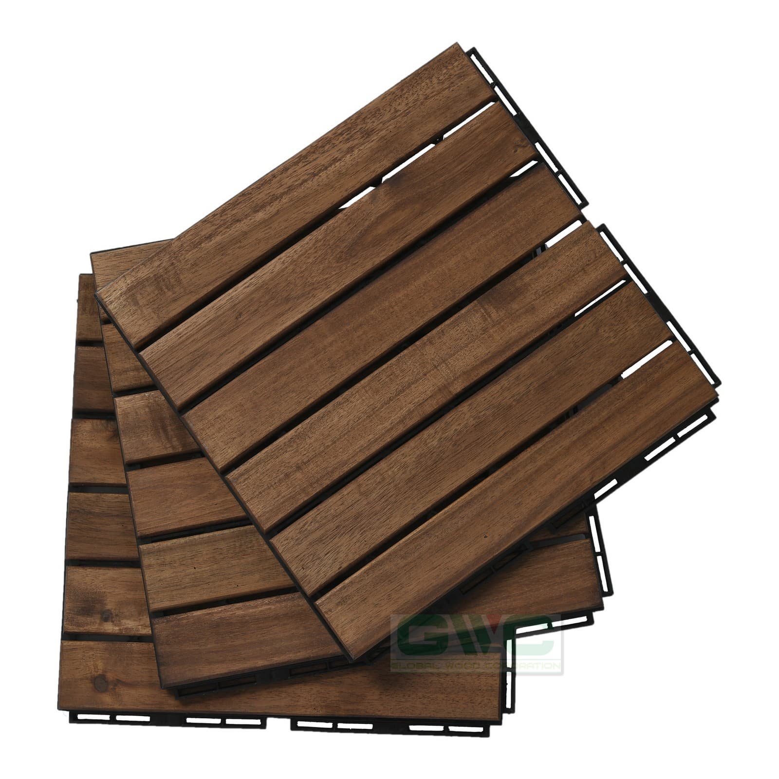 Acacia Wood Interlocking Deck Tiles 6slats  From Vietnam